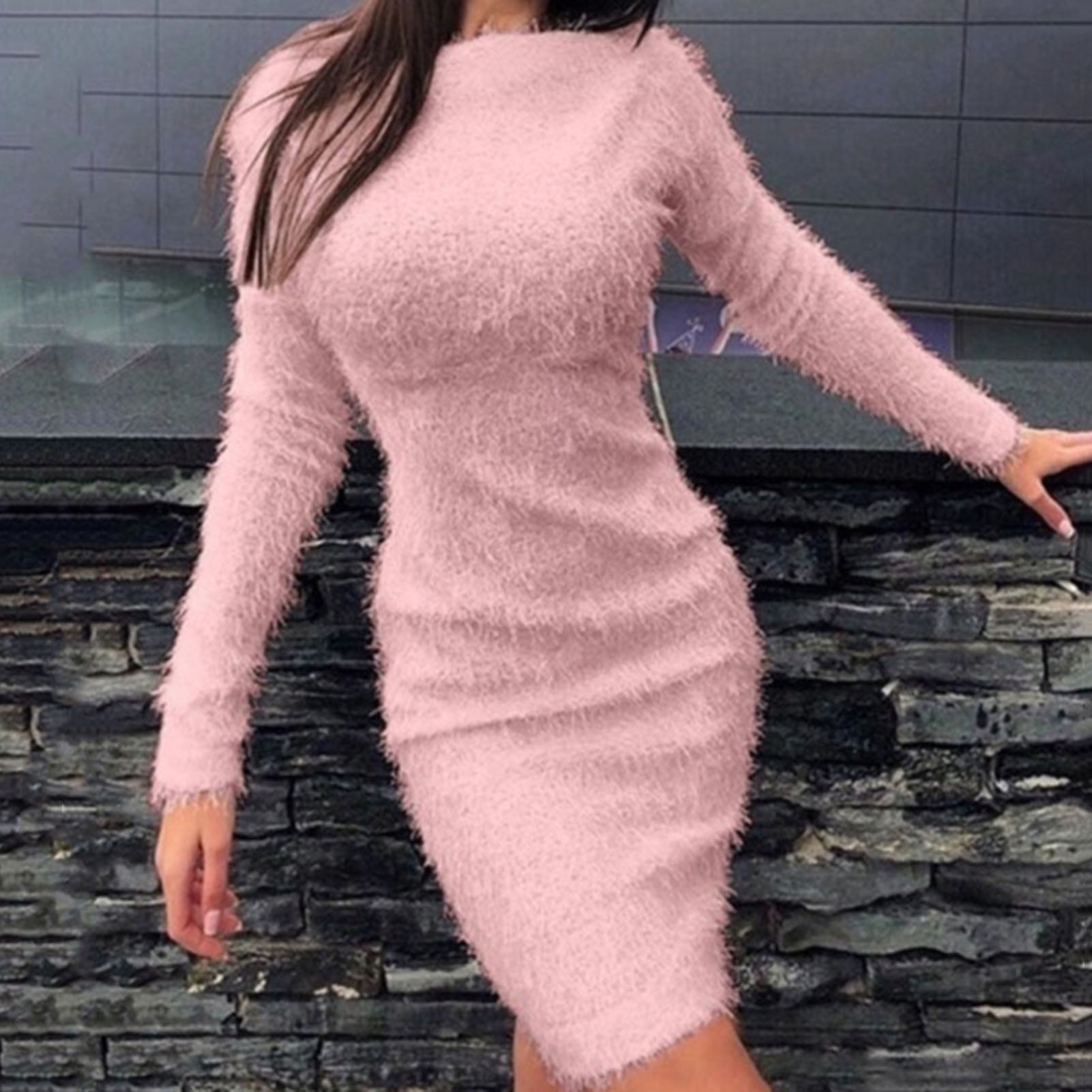 XWQ Women Dress Long Sleeve Solid Color 