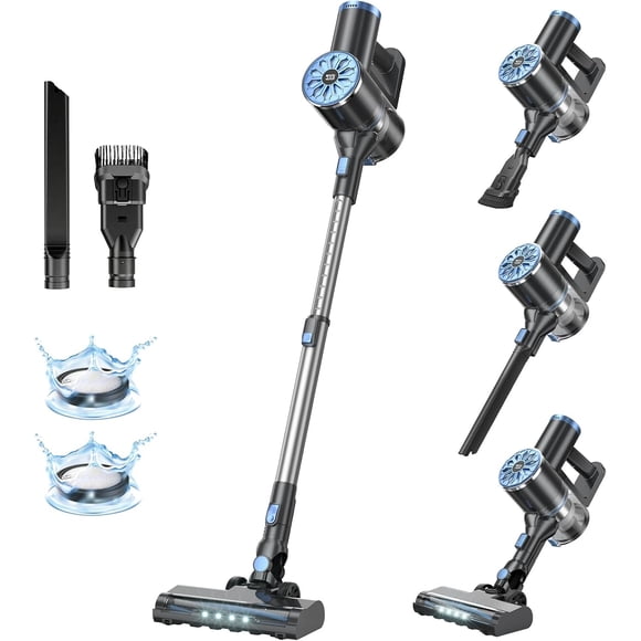 Aspirateur Sans Fil Autoportant, Aspirateurs-Balais à Écran LED pour la Maison, Aspirateur à Succion Léger et Puissant, Aspirateur Rechargeable 6-en-1 pour Tapis, Poils d'Animaux, Planchers de Bois Franc