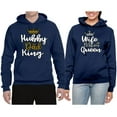 thumbnail image 2 of Wild Bobby, Hubby Dad King Wife Mom Queen Cute Gift His and Hers Matching Couples Hoodies Sweater Set, Navy, Mens 2XL-Womens XL, 2 of 3