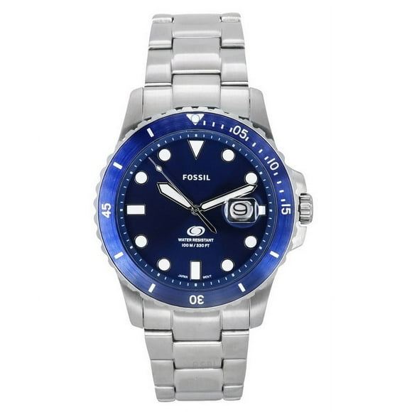 Fossil Montre Homme Bleue en Acier Inoxydable Cadran Bleu Quartz FS6029 100M