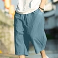 thumbnail image 5 of LODIENY Men's Linen Plus Size (M-5XL) Capri Pants Lightweight Loose Fit 3/4 Pant Elastic Waist Drawstring Harem Casual Beach Yoga Trousers Sky Blue M, 5 of 6