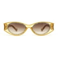 thumbnail image 2 of Womens Jewel Rhinestone Oval Glitter Concave Mid Temple Sunglasses Yellow - Smoke, 2 of 4
