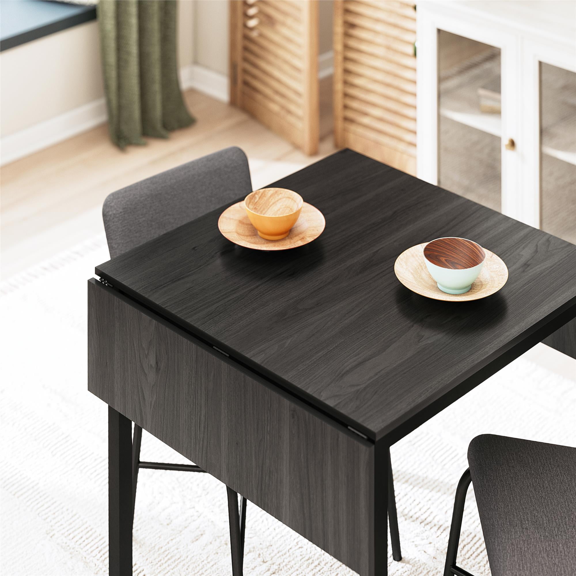Mainstays 3-Piece Drop Leaf Table and Dining Chair Set, Black