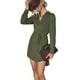 thumbnail image 3 of Vestido De Cuello En V De Color Puro, Vestido Con Cinturón De Manga Larga Casual De Moda Con Dobladillo Cruzado Elegante Para Fiesta En La Playa ANGGREK Otros, 3 of 8