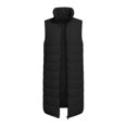 thumbnail image 4 of Women's Plus Size Mid-Length Cotton Vest,Solid Color Sleeveless Puffer Jacket with Pockets,Quilted Zip Up Outerwear for Women,Warm Fall and Winter Layering Piece, Casual Longline Vest for Women Black, 4 of 5