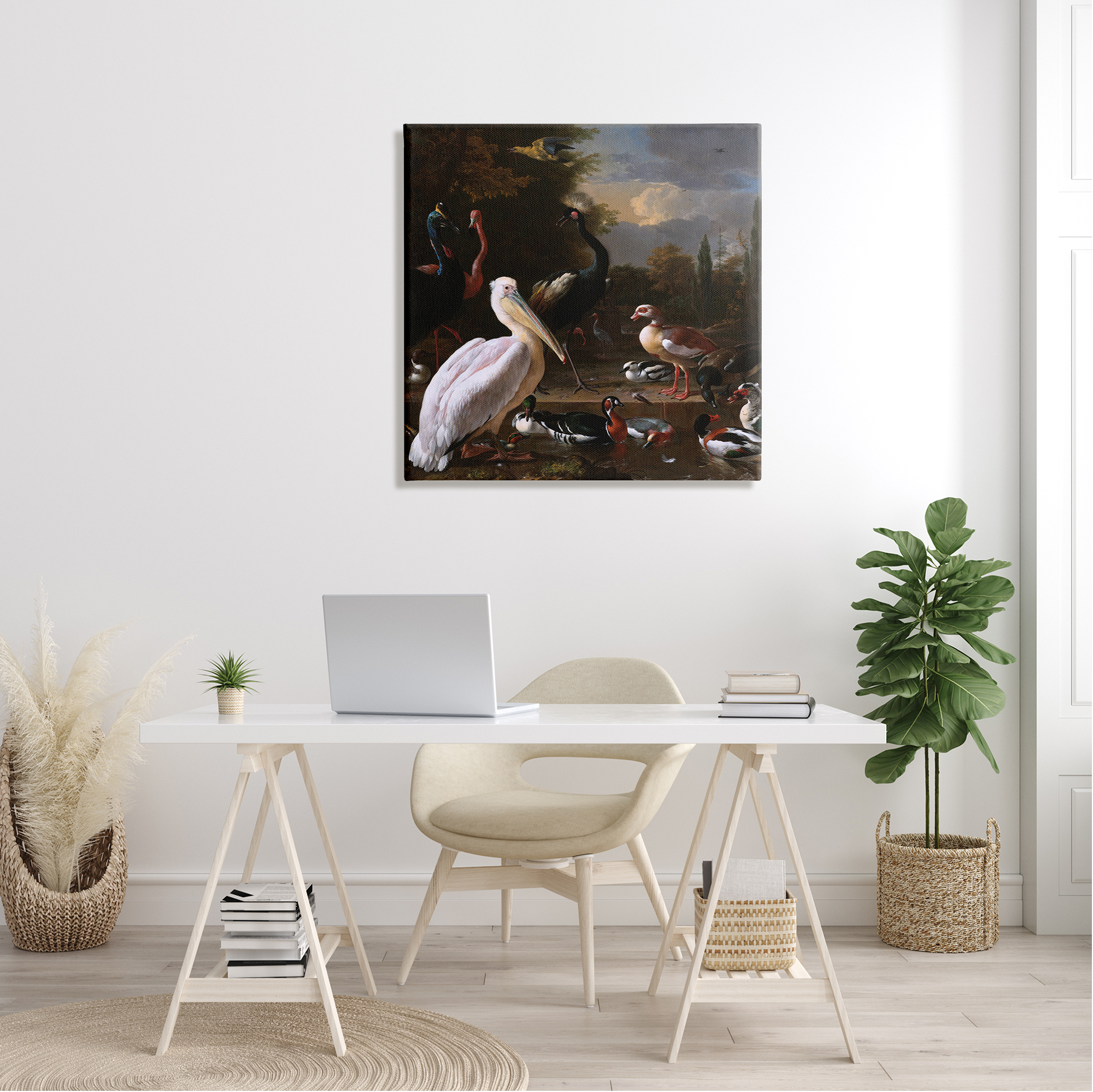 Stupell Industries Pelican and Other Birds Melchior d'Hondecoeter Painting Painting Gallery Wrapped Canvas Print Wall Art, Design by one1000paintings