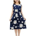 thumbnail image 2 of YHAJDS Baby Girls Floral Dress Flutter Sleeve Waist Cinching Summer Princess Sundress with Headband, 2 of 3