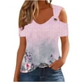 thumbnail image 6 of ATENAR Shirts for Women Lightweight Loose Womens Shirts Summer Cold Shoulder Tee Pink 2XL, 6 of 6