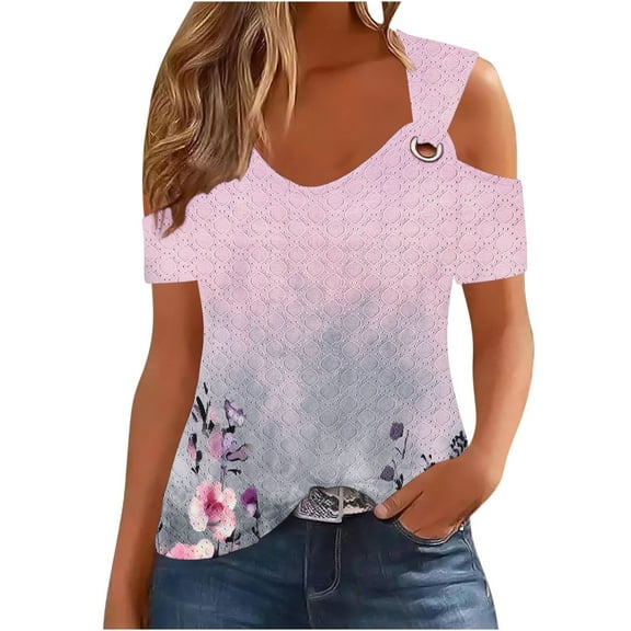 Women's Tops Casual Loose Fit Plus Size Tops 4Xl Cute Tshirts Shirts Vneck Summer Blouses 2025 Trendy for Work