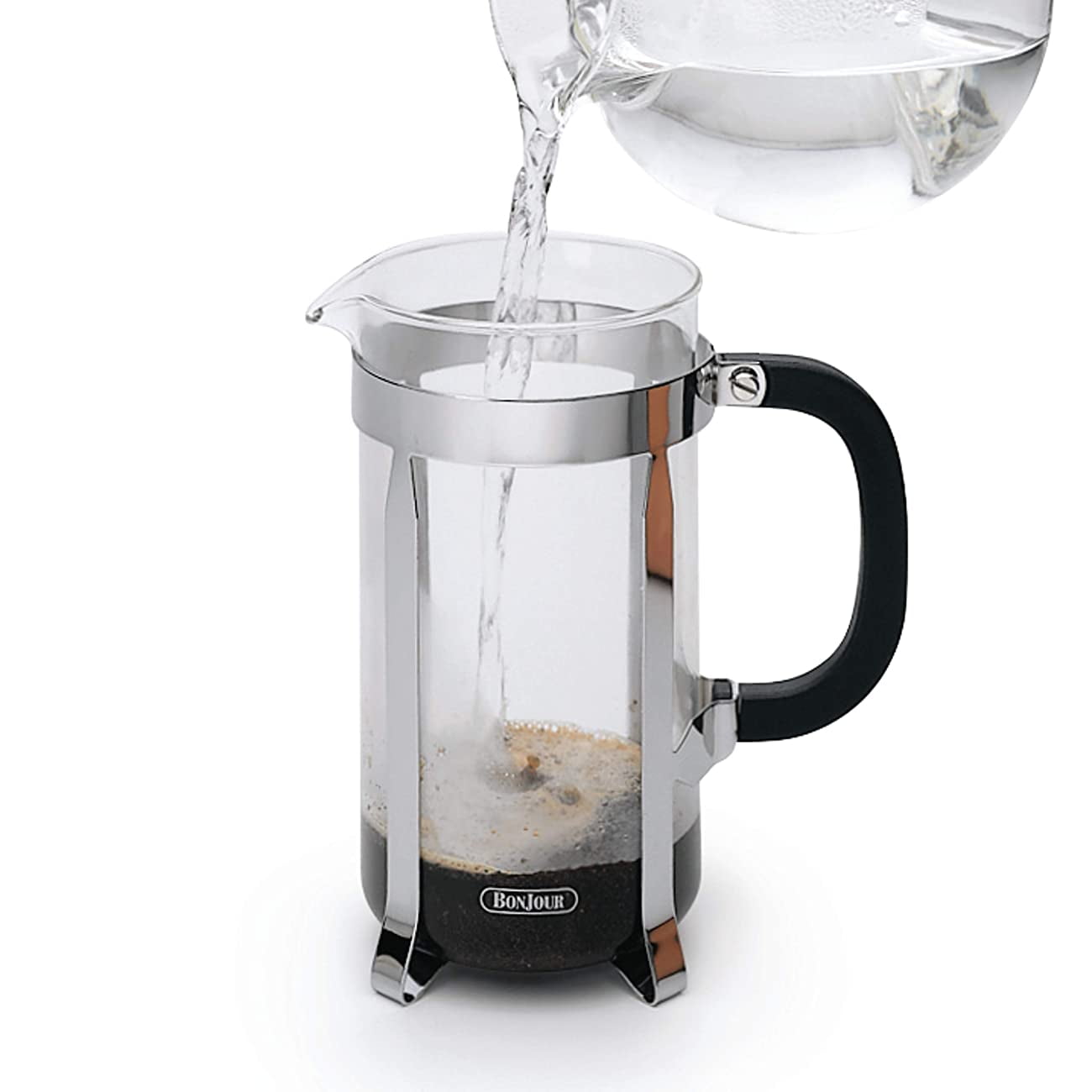 BonJour Coffee Stainless Steel French Press with Glass Carafe, 33.8-Ounce,  Maximus, Truffle