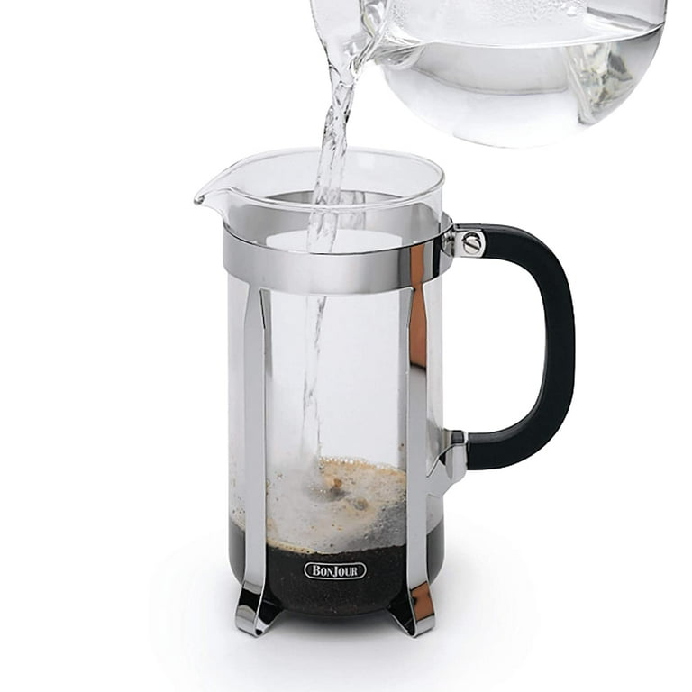 BonJour Coffee Stainless Steel French Press Glass Carafe 33.8 oz Monet  Black EUC