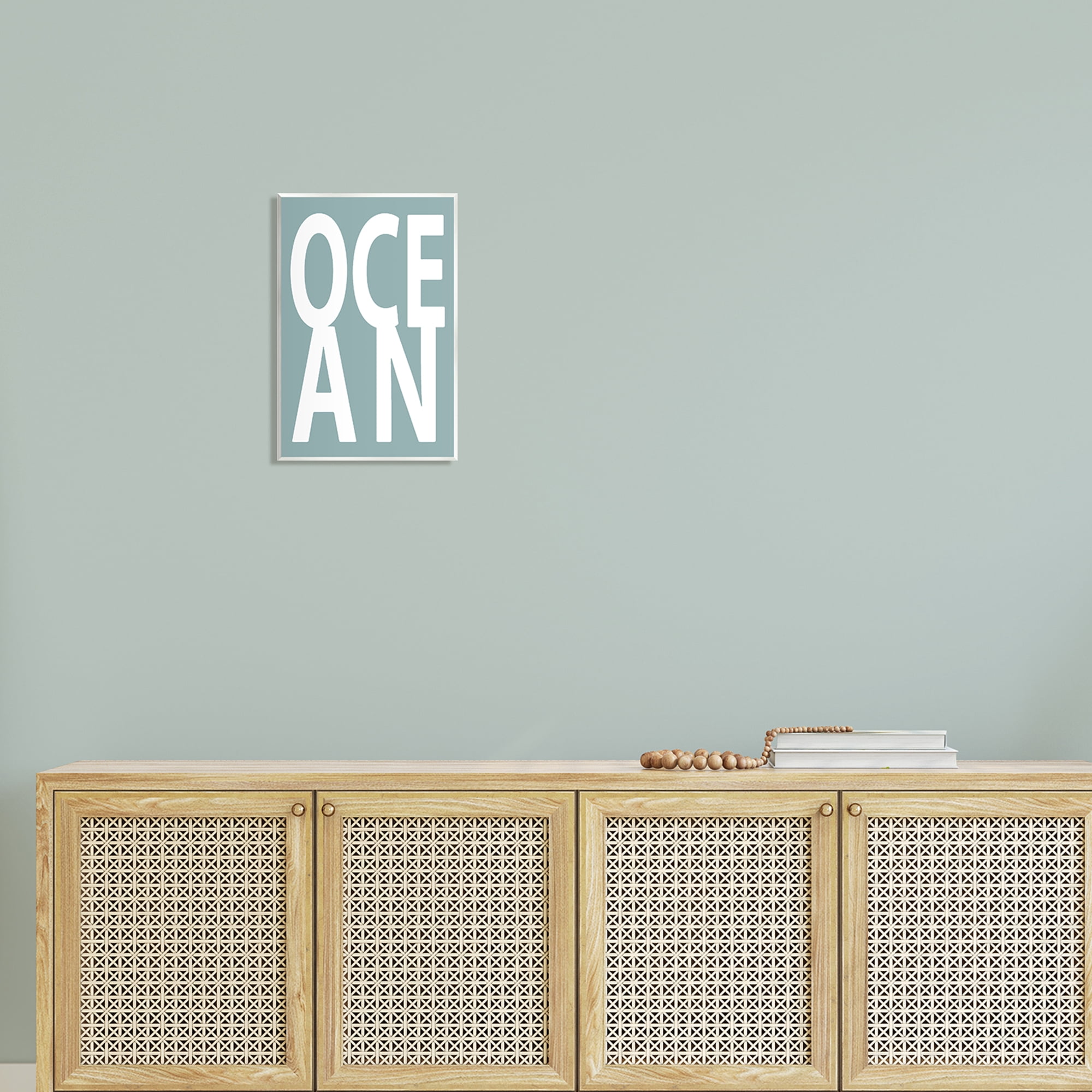 Stupell Ocean Beach Text Letters Phrase Landscape Painting Wall Plaque Unframed Art Print Wall Art