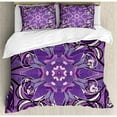 thumbnail image 3 of Mauve Duvet Cover Set Twin Size, Vintage Oriental Mandala Figure with White Blosssoms Artistic Ornate Motif, Decorative 2 Piece Bedding Set with 1 Pillow Sham, Lavender Violet White, by Ambesonne, 3 of 3