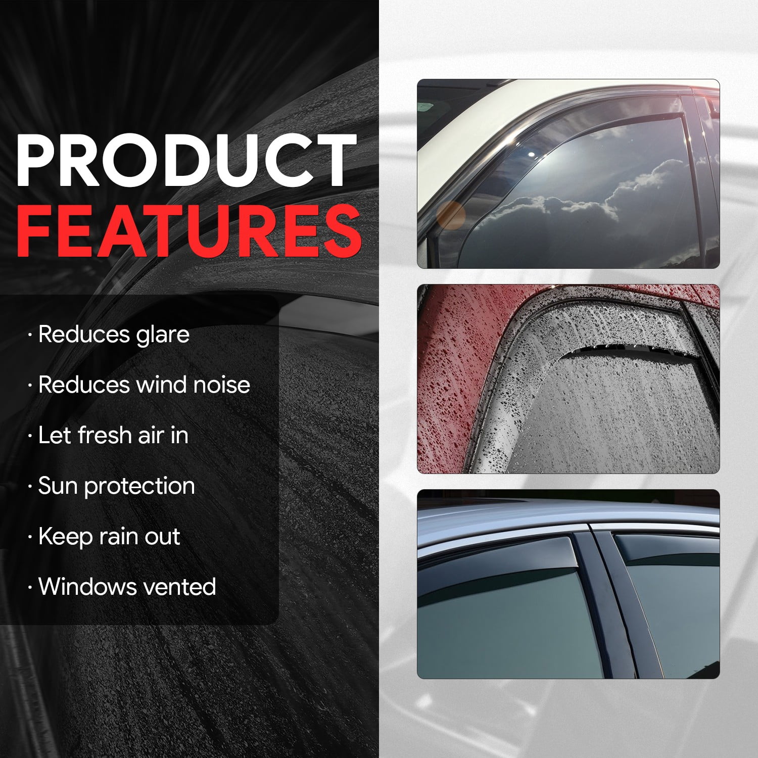 DNA Motoring for 2021-2026 Chevy Trailblazer In-Channel Window Visor Sun Rain Guard Deflector
