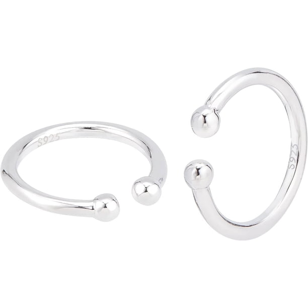 Pendiente de plata de ley 925 con clip de calibre 18, aro pequeño redondo de 12 mm, ajustable, para cartílago, para mujeres sin perforaciones.
