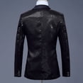thumbnail image 2 of Fgnfyis Mens Blazer Jacket Mens Performance Suit Pink Silver Sequin Male Stage Performance Slim Fit Suit Jacket Mens Coat Black L, 2 of 3