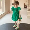 thumbnail image 6 of Toddler Baby Girl Summer Ruffle Sleeve Princess Dress Party Kids Clothes Dresses Solid Color, 6 of 8