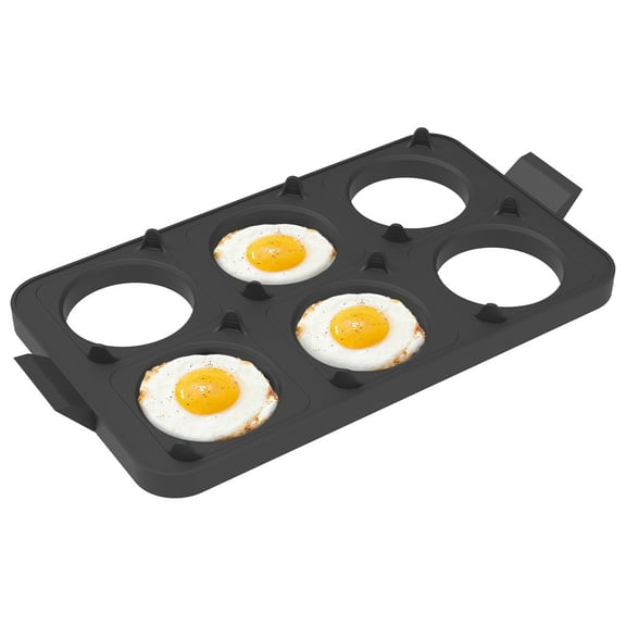 Austok Griddle Egg Ring Tray 6 Cavity Silicone Egg Cooking Ring Detachable Pancake Mold with 6 Round Molds Heat Resistant Egg Pancake Cooking Tool Dishwasher Safe Egg Fried Mold for Kitchen