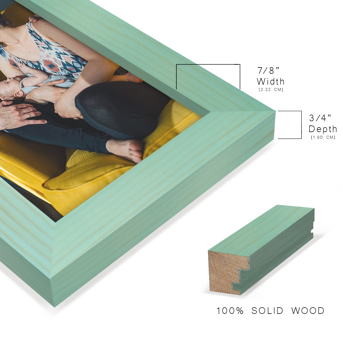 5x7 Wood Grain Picture Frame - Palegreen