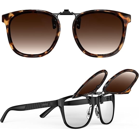 Oversized Polarized Clip on Sunglasses over Prescription Glasses for Women Men, Round Stylish Framed Like Sunglasses