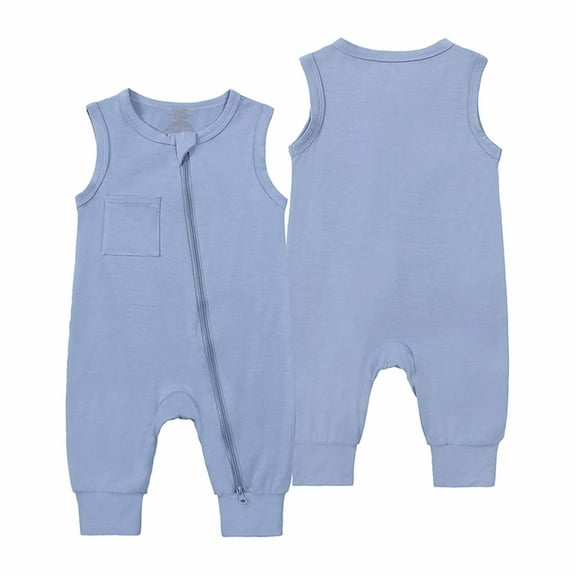 Realhomelove Baby Boys Girls Footless Pajamas 2 Way Zipper Short Sleeve Romper with Viscose Made From Bamboo Fiber