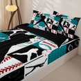 thumbnail image 3 of Homewish Teal Black Baseball Zipper Twin Comforter Sets with Fitted Sheet and 2 Pillowcases, Sport Zipper Bedding Set for Boys and Girls, Black Reversible, 4 Pieces, 3 of 6