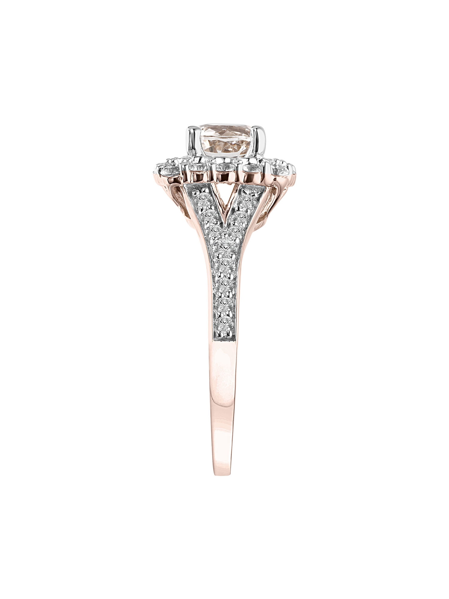1-7/8 Carat T.G.W. Morganite & White Topaz Halo Engagement Ring in 10k Rose Gold
