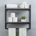 thumbnail image 2 of 2-Tier Metal Industrial 23.6" Bathroom Shelves Wall Mounted,Rustic Wall Shelf Over Toilet,Towel Rack with Towel Bar,Utility Storage Shelf Rack, Floating Shelves Towel Holder,Black Brush Silver, 2 of 7