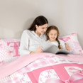 thumbnail image 4 of Erosebridal Pink Initial Letter T Kids Queen Comforter Set,Geometric Checkered Cute Bowtie Bedding Comforter Set For Girls,Pink Reversible,3-Piece, 4 of 7