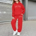 thumbnail image 2 of SGMVNU Girls Sweatsuit 2 Piece Outfits Boys Pullover Hoodie and Sweatpants with Pockets Fall Winter Outfits for Kids, Size 11-12 Years, Red, 2 of 4