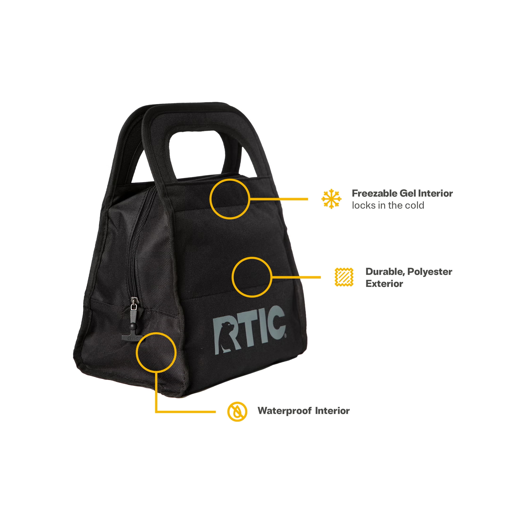 RTIC Insulated Freezable and Collapsible Lunch Bag, Black