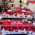 thumbnail image 3 of DIVA EN CAMINO DEC Christmas Tartan and Santa Tablecloth 60x102 Inch - Waterproof Holiday Decor Printed New Year''s Eve Rectangular Table Cloth - Washable Fabric Xmas Table Cover for Outdoor, Indoor, 3 of 5