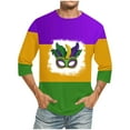 thumbnail image 1 of TIMIFIS 3/4 Chemise à Manches Homme Mardi Gras T-Shirt Col Rond Décontracté Ample Imprimés Carnaval Fête Vacances, 1 of 3