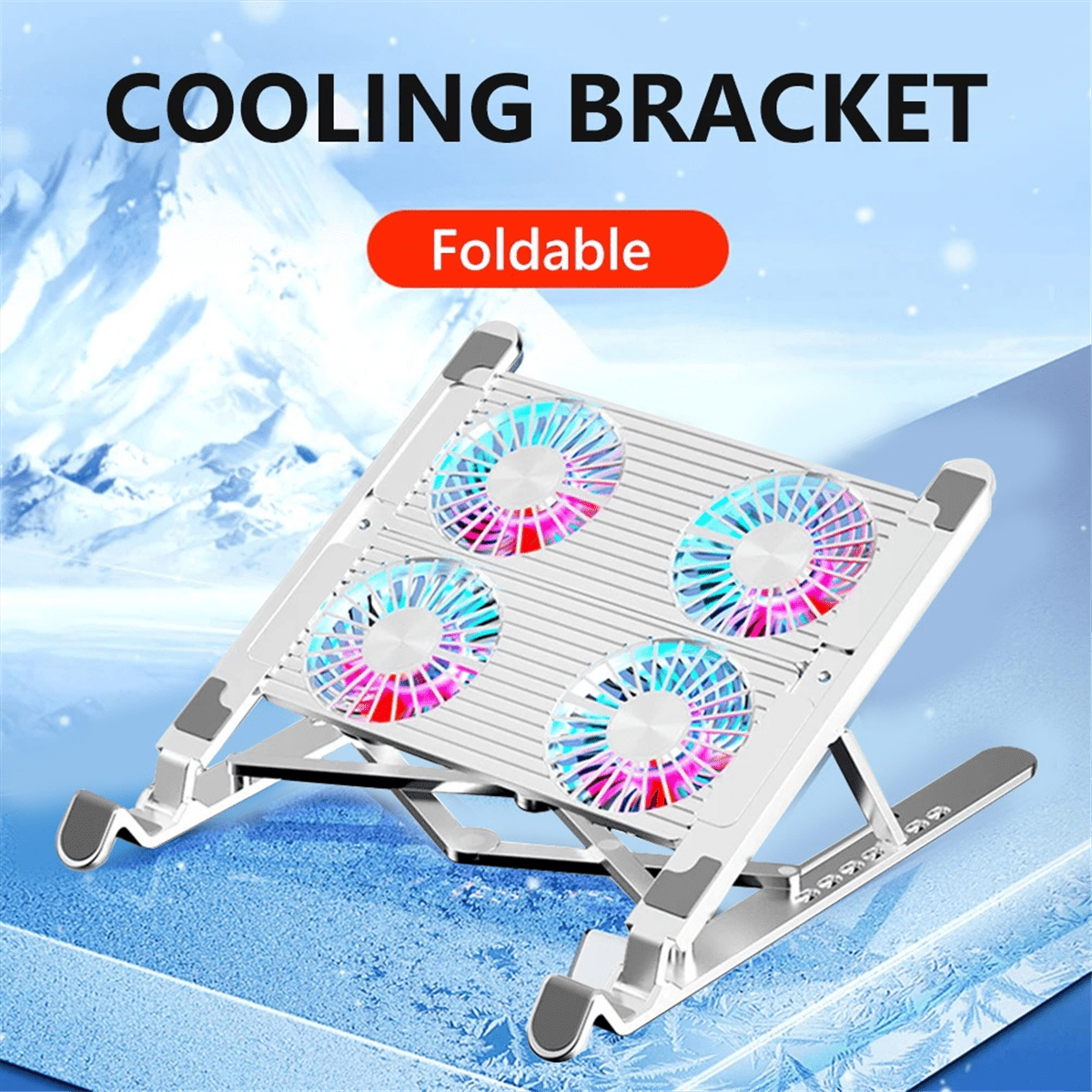 Laptop Cooling Stand Foldable with 4 RGB Silent Fans