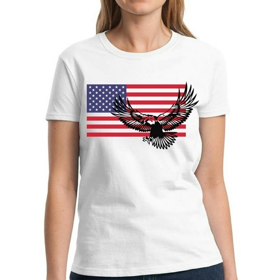 Patriotic Eagle Shirt - Womens USA Tee - American Flag 4th of July