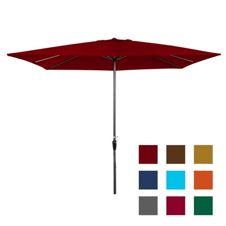 Best Choice Products 8x11ft Rectangular Patio Market Umbrella w/ Rust-Resistant Frame, Hand Crank, Fade-Resistant 210G Polyester Fabric, and Wind Vent, Brick (Best Products On The Market)