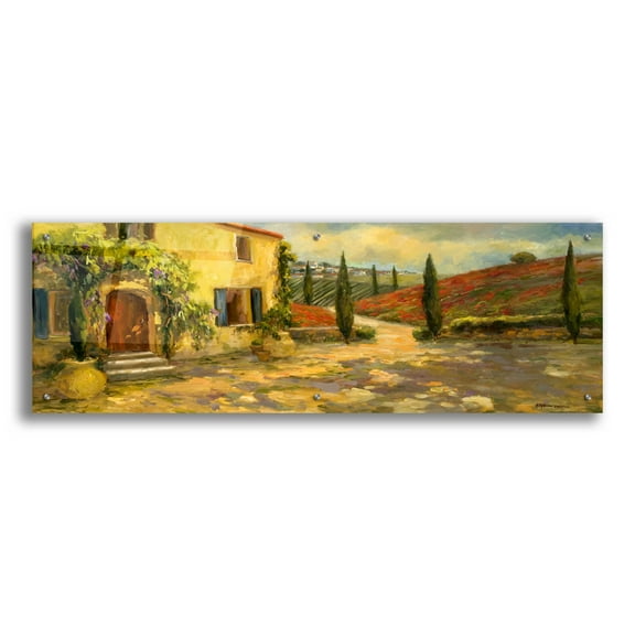 Epic Art 'Tuscan Fields' by Allayn Stevens, Acrylic Glass Wall Art, 48"x16"