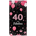 thumbnail image 5 of Pink Glitter Balloon Themed 40th Birthday Backdrop Banner with Crown Star Elements for Birthday Party Photography Props Decorations Happy Fabulous Celebration Decor Background Party Supplies, 5 of 8