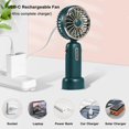 thumbnail image 4 of Handheld Fan Working Time Portable USB Rechargeable Fan with 3 Speeds,4800mAh Battery Operated Mini Desk Fan-Green, 4 of 5