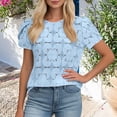thumbnail image 6 of BUIGTTKLOP Women's Solid Color Hollow Lace Short Sleeved Round Neck Pullover Tops, 6 of 6