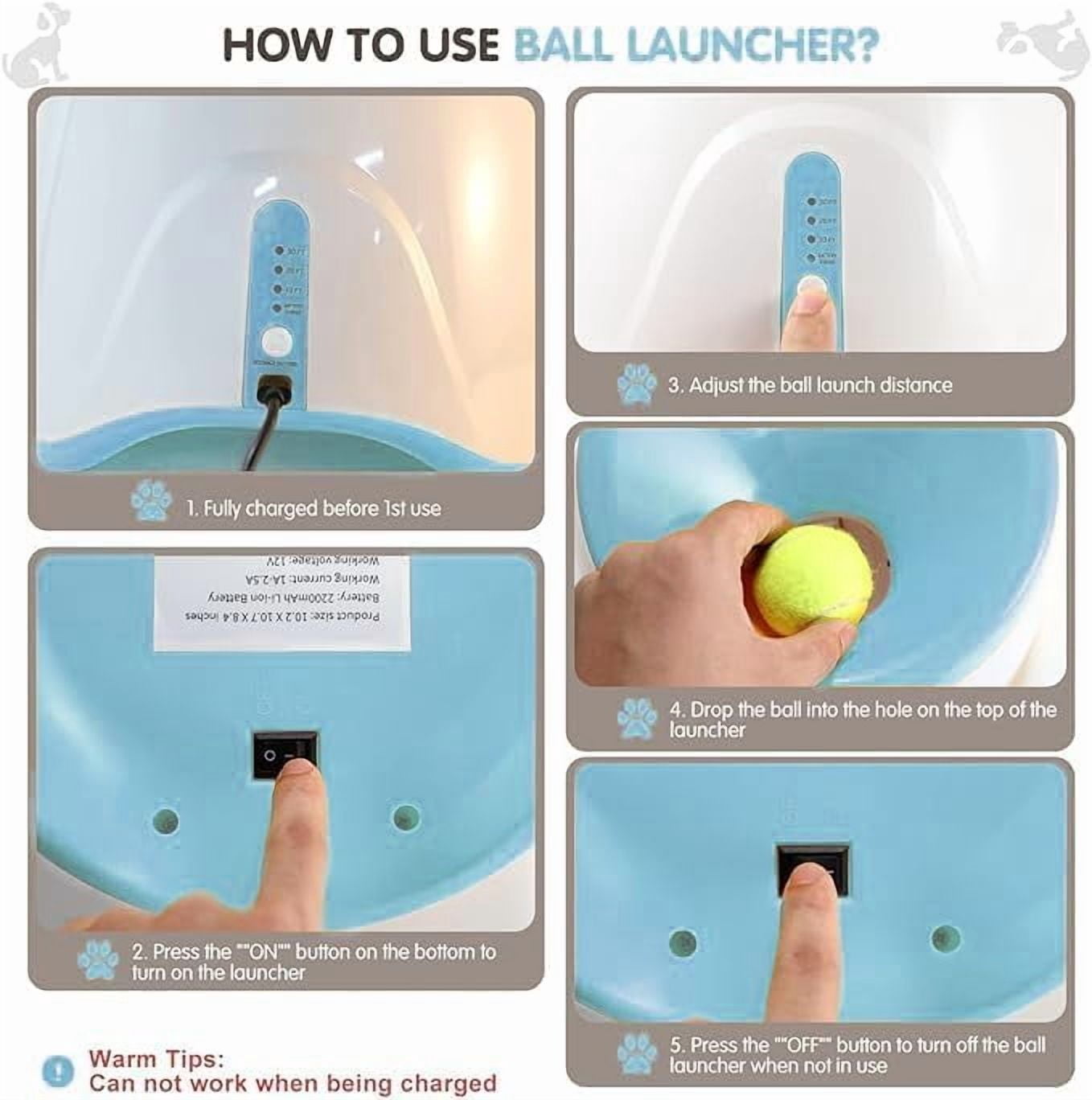 Ball Thrower for Dogs,Interactive dog fetch machine,Automatic Tennis Ball Launcher with 12 Tennis Balls,Dog Ball Thrower Machine with 10-30Ft 3 Launching Distance,for Small Dogs Indoor & Outdoor