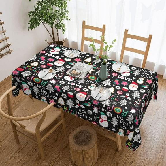 Christmas Tablecloth 60 X 84 Inch Rectangular, Winter Christmas Snowman Table Cloth Washable New Year Decor Table Cover for Party Picnic Dinner