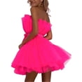 thumbnail image 3 of DYMADE Women Strapless Gauze Bowknot Fluffy Skirt Light Dress, 3 of 4