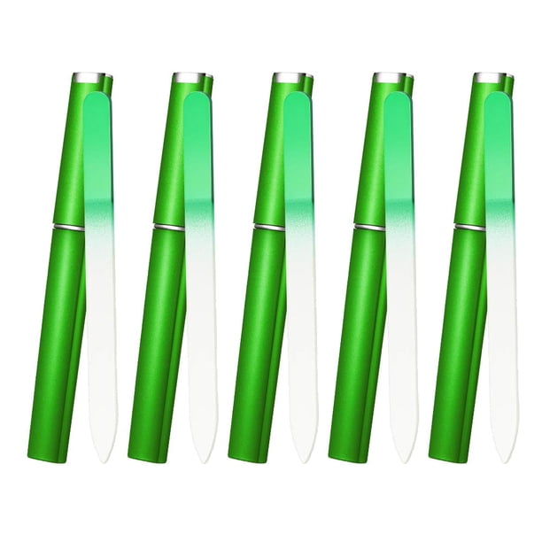Lima de uñas de vidrio, limas de uñas para uñas naturales, limas de uñas con estuche, limas de uñas con superficie de archivo grabada de doble cara, herramienta profesional para el cuidado de uñas de
