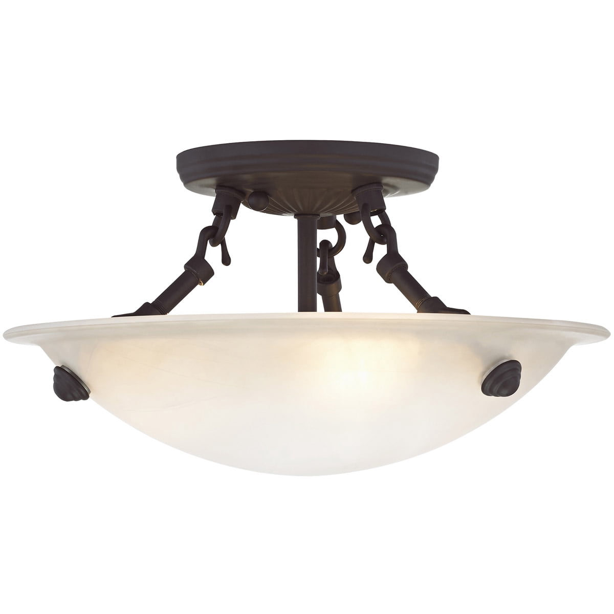 3 Light Bronze Ceiling Light fixture with Honey Alabaster Glass Shade