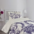thumbnail image 4 of Ambesonne Fleur De Lis Quilted Coverlet 2 Pcs, Grunge Lily Flag, Twin Size, Purple White, 4 of 5