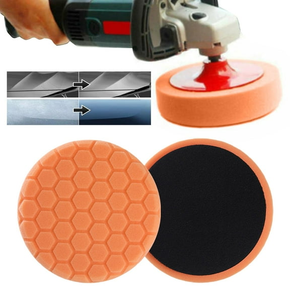 Ikeay Hexagon Honeycomb Polishing Sponge Pad, Coarse/Medium/Fine Buffing for Car Paint Restoration, Wax Application, Compatible with 5-Inch Polisher Orange