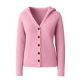 thumbnail image 4 of Kureaily Knitted Hooded Cardigan Coat With Buttons Pure Color Casual And Fashionable Women's Wear For Autumn And Winter Long Sleeve Cardigan, 4 of 4