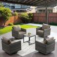 thumbnail image 2 of Bellefurn Wicker Outdoor Patio Furniture Set - 5 Piece Outdoor Conversation Set with 4 Patio Swivel Rocker Chairs and 1 Side Table,for Outside Porch Deck Backyard, 2 of 11