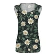 thumbnail image 2 of NAMTYQX Off the Shoulder Top Perforated Shoulder Straps Stretchy Slim Sleeveless V Neck Patterned Casual Trendy Dark Green Size XL, 2 of 5